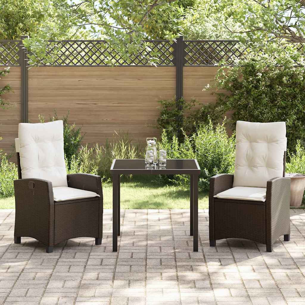 Ensemble de salle à manger pour jardin 3 pcs Marron polyrotin - XIOS