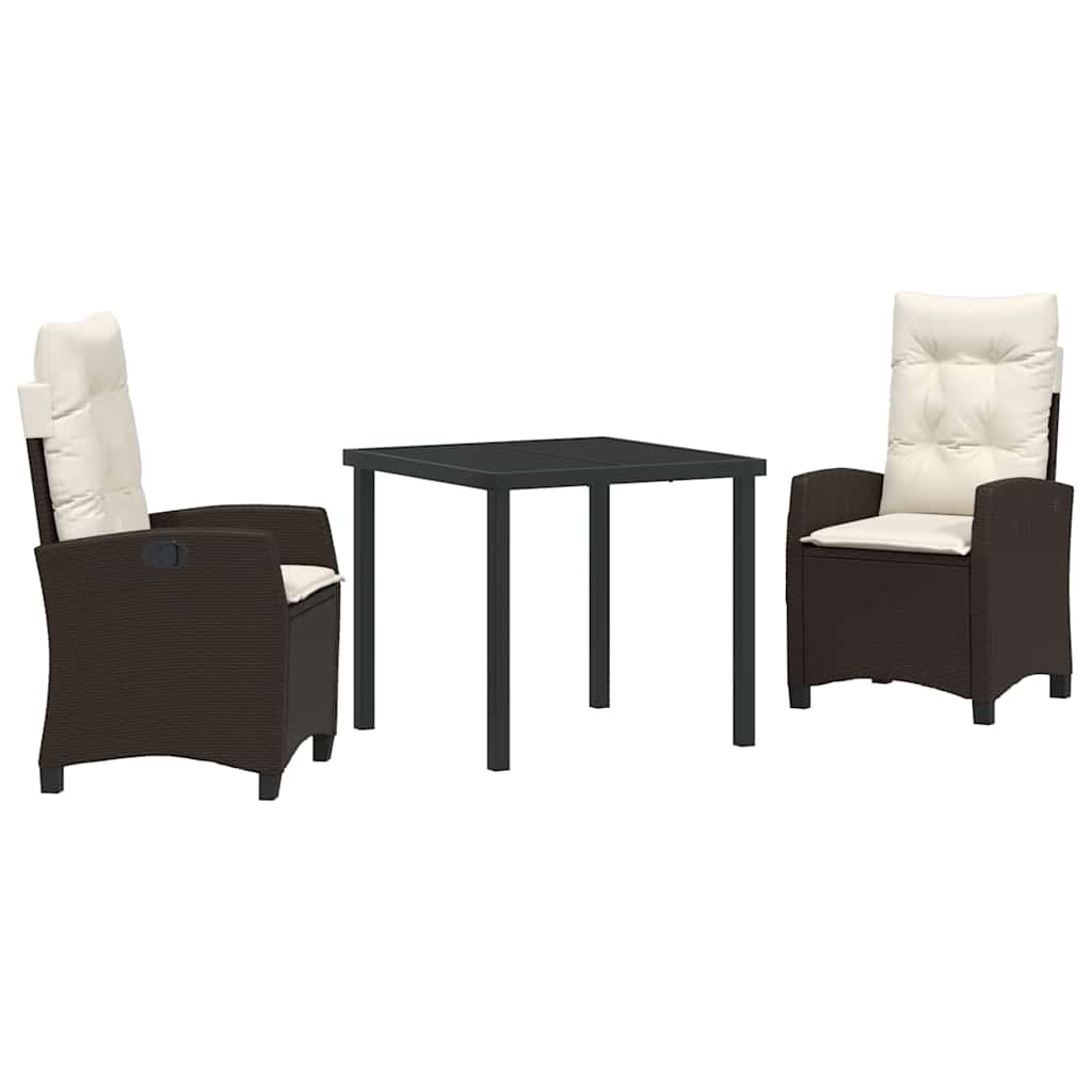Ensemble de salle à manger pour jardin 3 pcs Marron polyrotin - XIOS