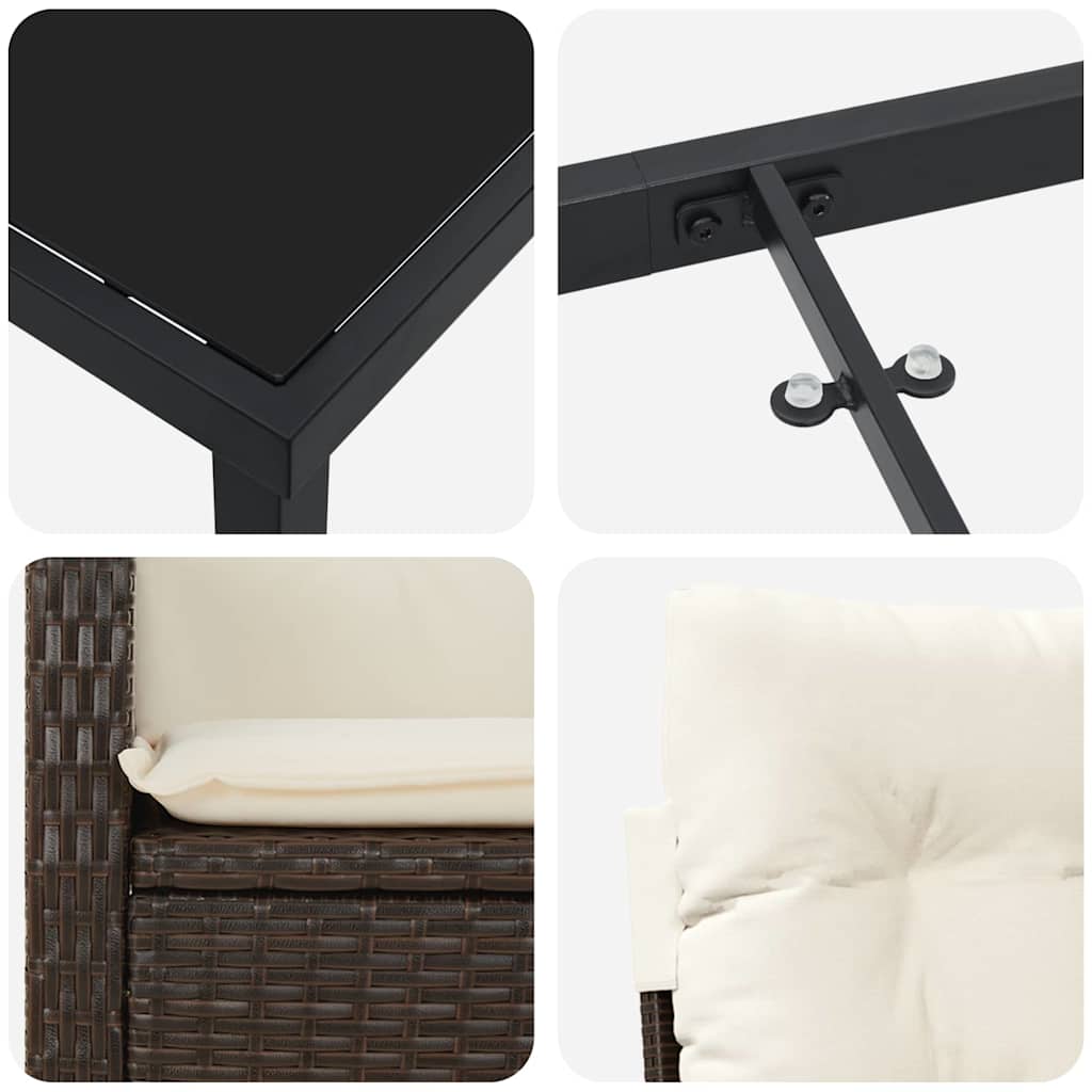 Ensemble de salle à manger pour jardin 5 pcs Marron polyrotin - XIOS