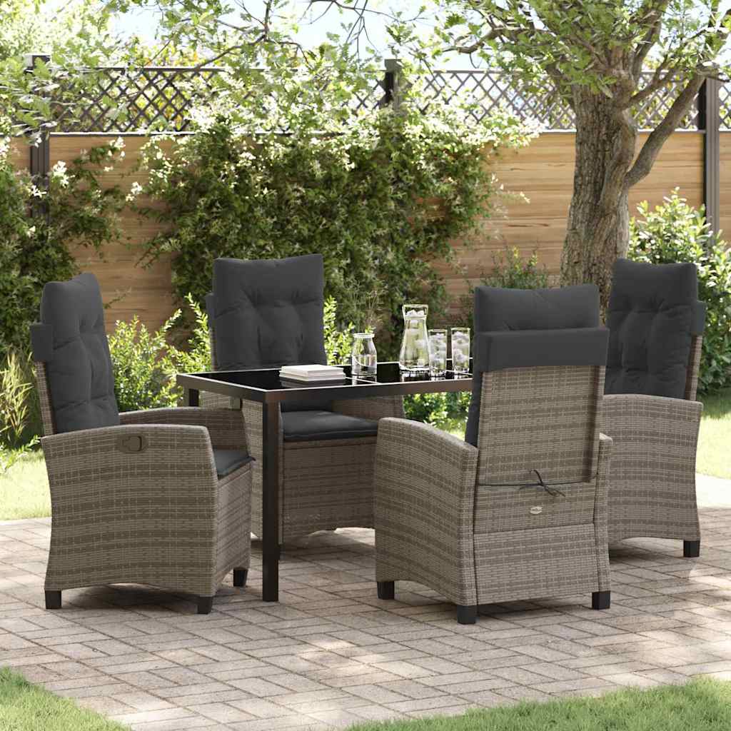 Ensemble de salle à manger pour jardin 5 pcs Gris polyrotin - XIOS