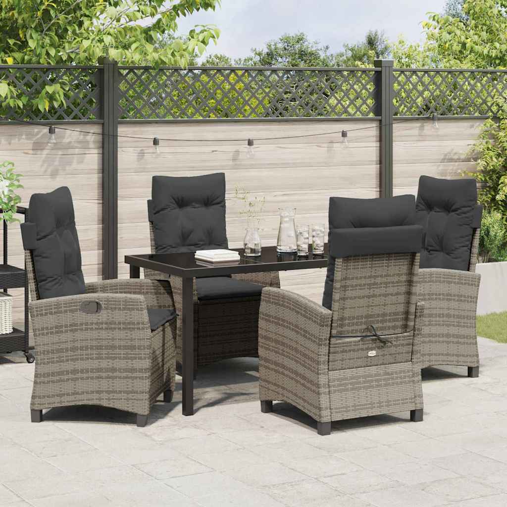 Ensemble de salle à manger pour jardin 5 pcs Gris polyrotin - XIOS