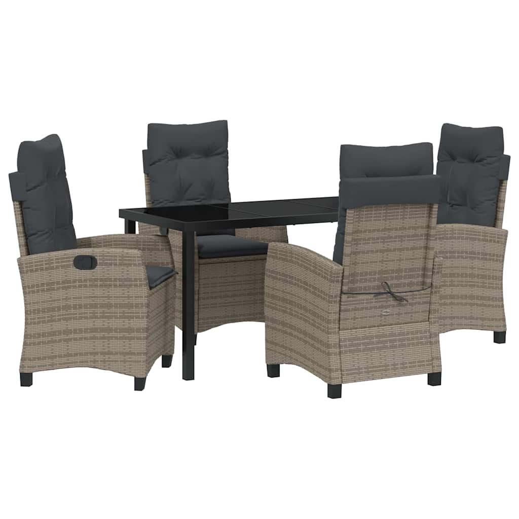 Ensemble de salle à manger pour jardin 5 pcs Gris polyrotin - XIOS