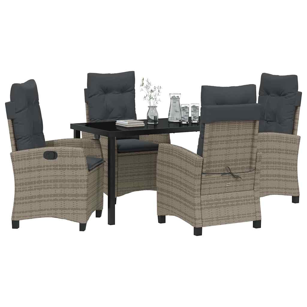 Ensemble de salle à manger pour jardin 5 pcs Gris polyrotin - XIOS