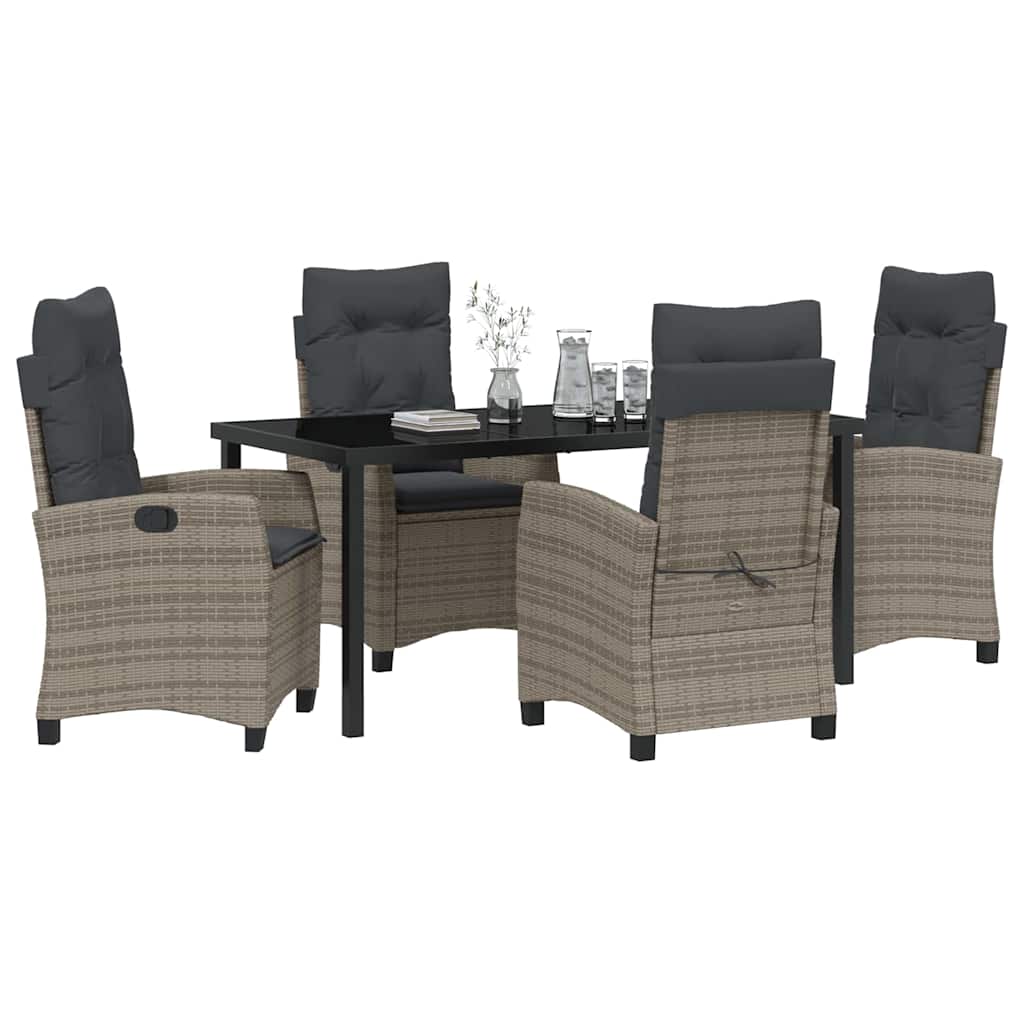 Ensemble de salle à manger pour jardin 5 pcs Gris polyrotin - XIOS