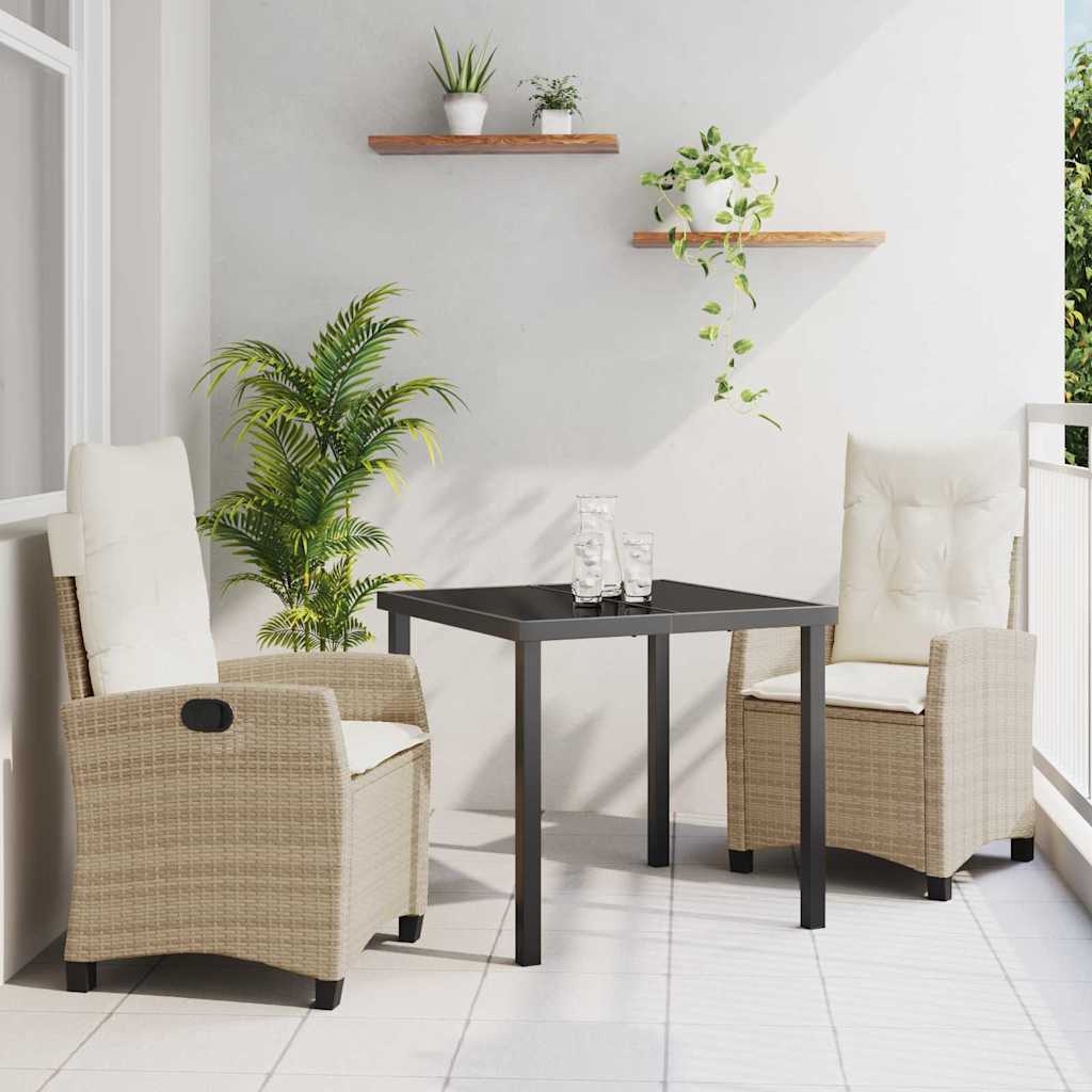 Ensemble de salle à manger pour jardin 3 pcs Beige polyrotin - XIOS