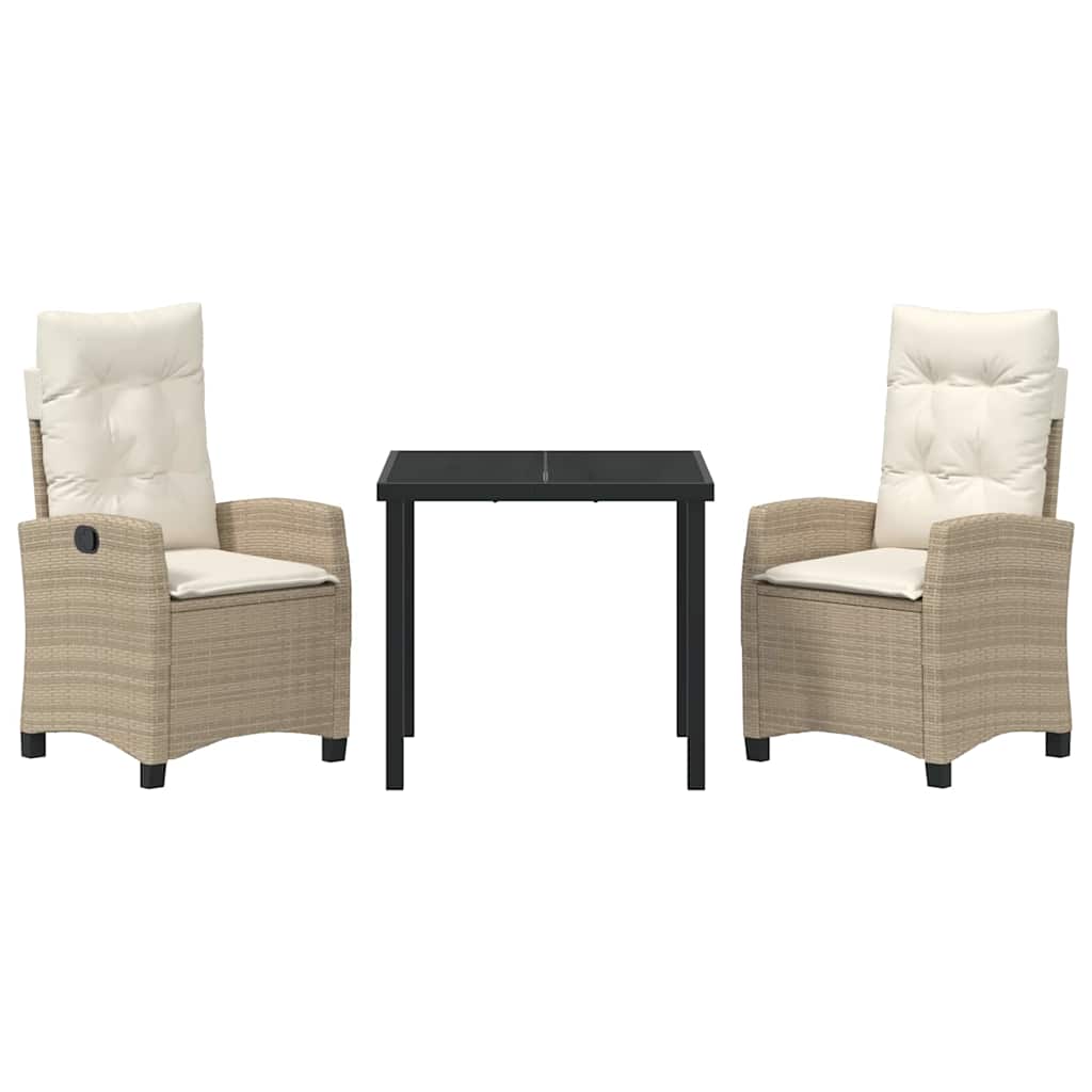 Ensemble de salle à manger pour jardin 3 pcs Beige polyrotin - XIOS
