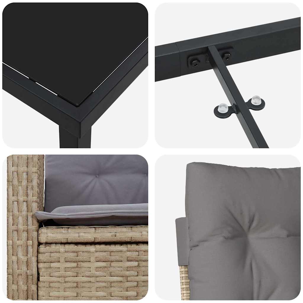 Ensemble de salle à manger pour jardin 3 pcs Beige polyrotin - XIOS