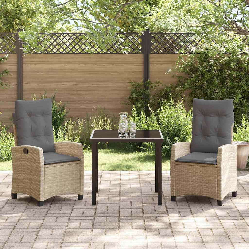 Ensemble de salle à manger pour jardin 3 pcs Beige polyrotin - XIOS