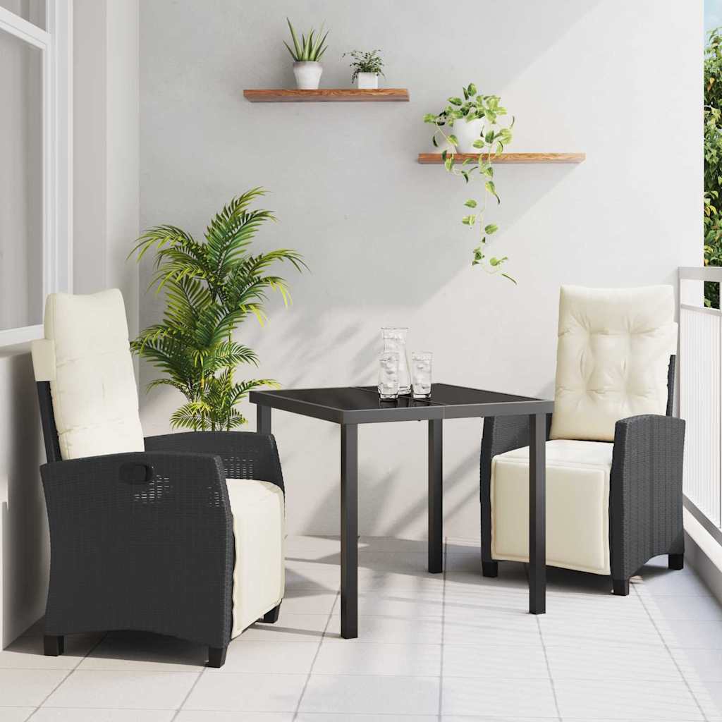 Ensemble de salle à manger pour jardin 3 pcs Noir polyrotin - XIOS
