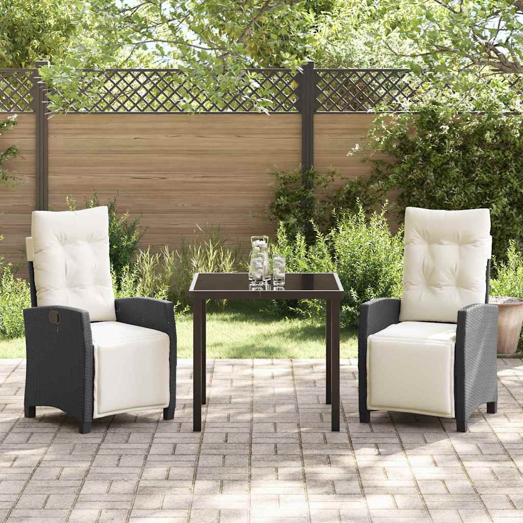 Ensemble de salle à manger pour jardin 3 pcs Noir polyrotin - XIOS