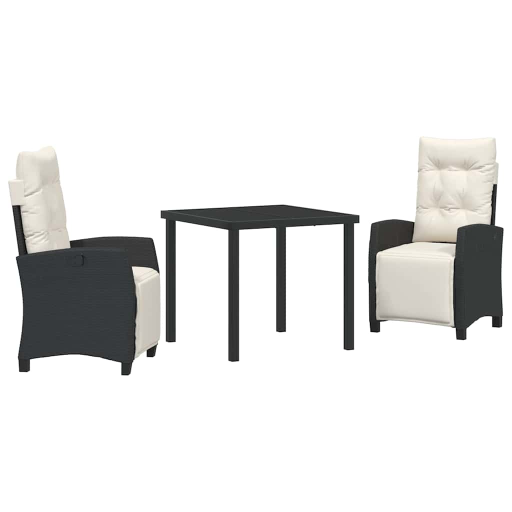 Ensemble de salle à manger pour jardin 3 pcs Noir polyrotin - XIOS