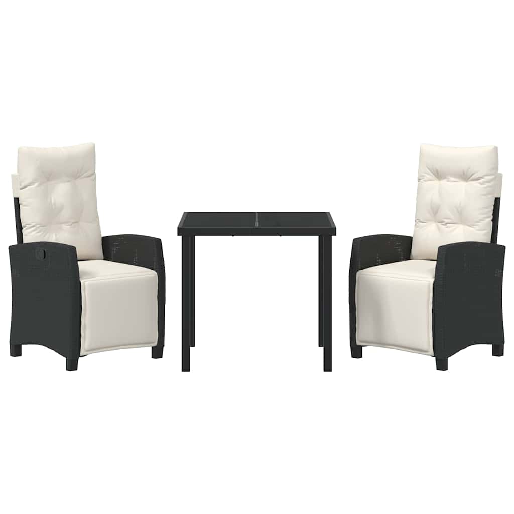 Ensemble de salle à manger pour jardin 3 pcs Noir polyrotin - XIOS