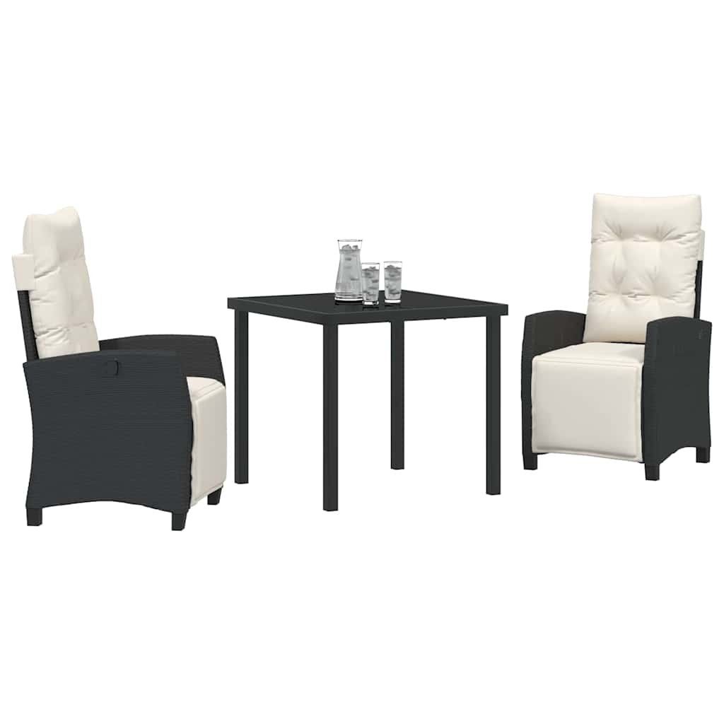 Ensemble de salle à manger pour jardin 3 pcs Noir polyrotin - XIOS
