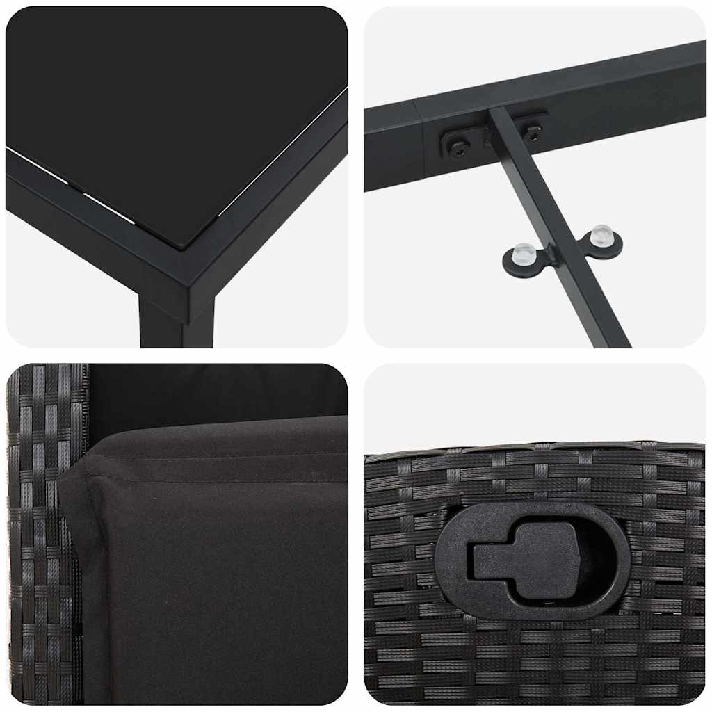 Ensemble de salle à manger pour jardin 3 pcs Noir polyrotin - XIOS