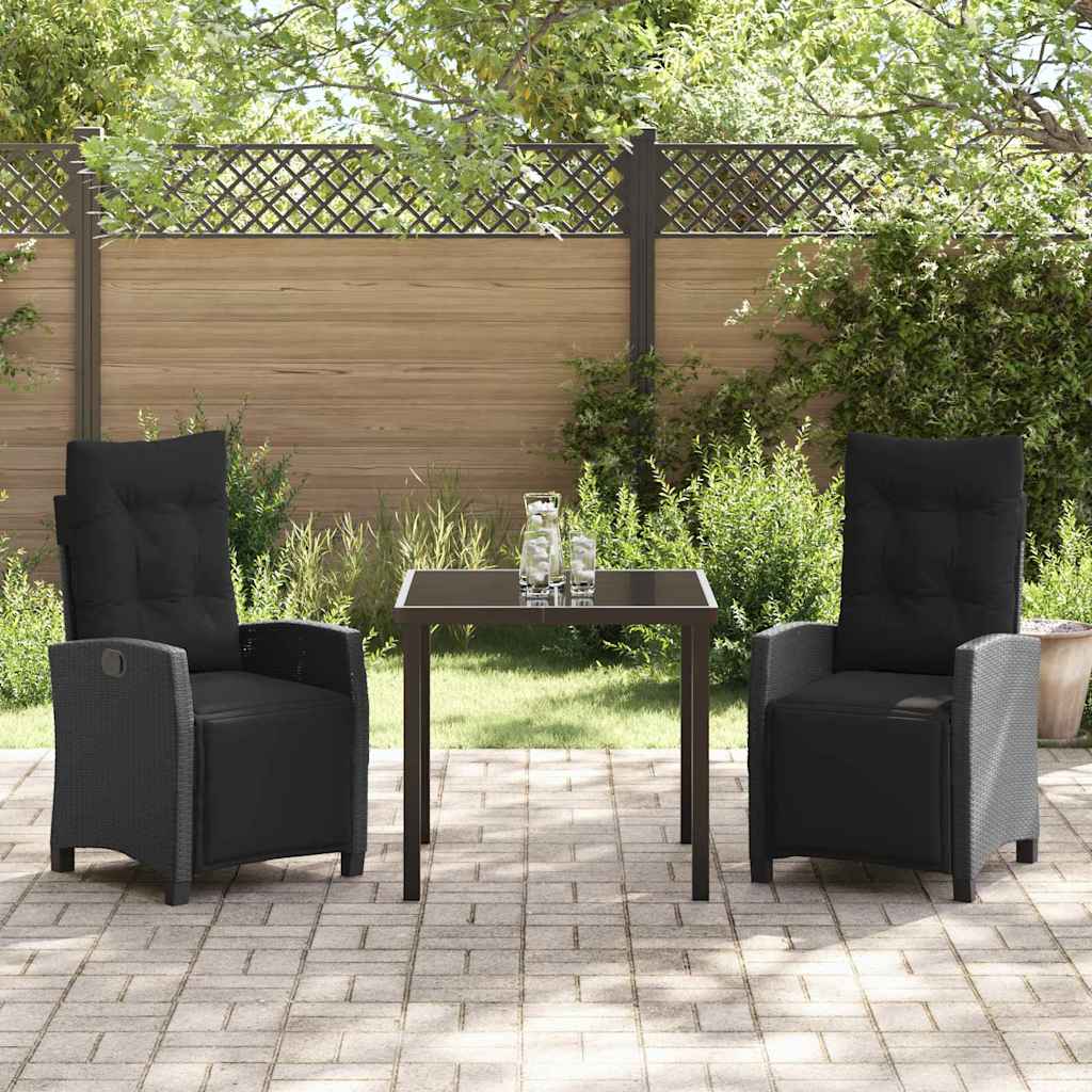 Ensemble de salle à manger pour jardin 3 pcs Noir polyrotin - XIOS