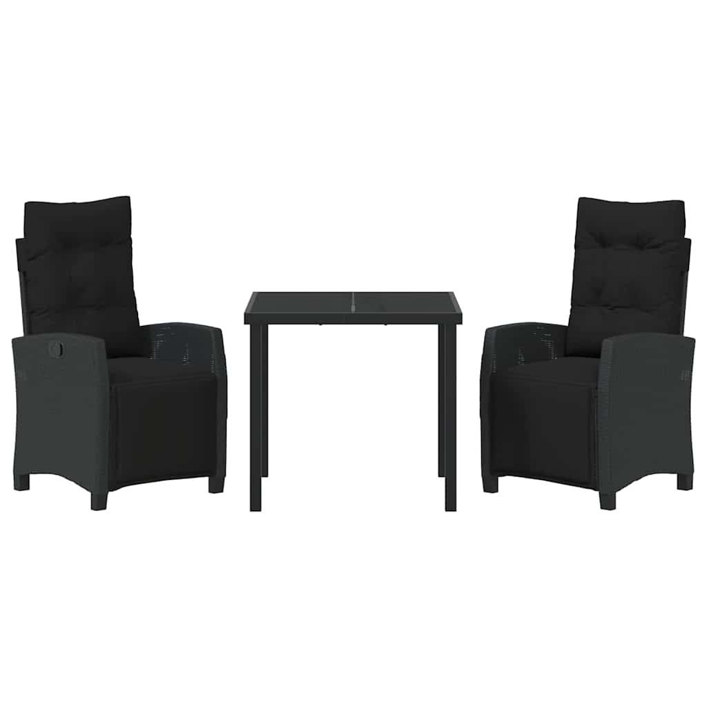 Ensemble de salle à manger pour jardin 3 pcs Noir polyrotin - XIOS