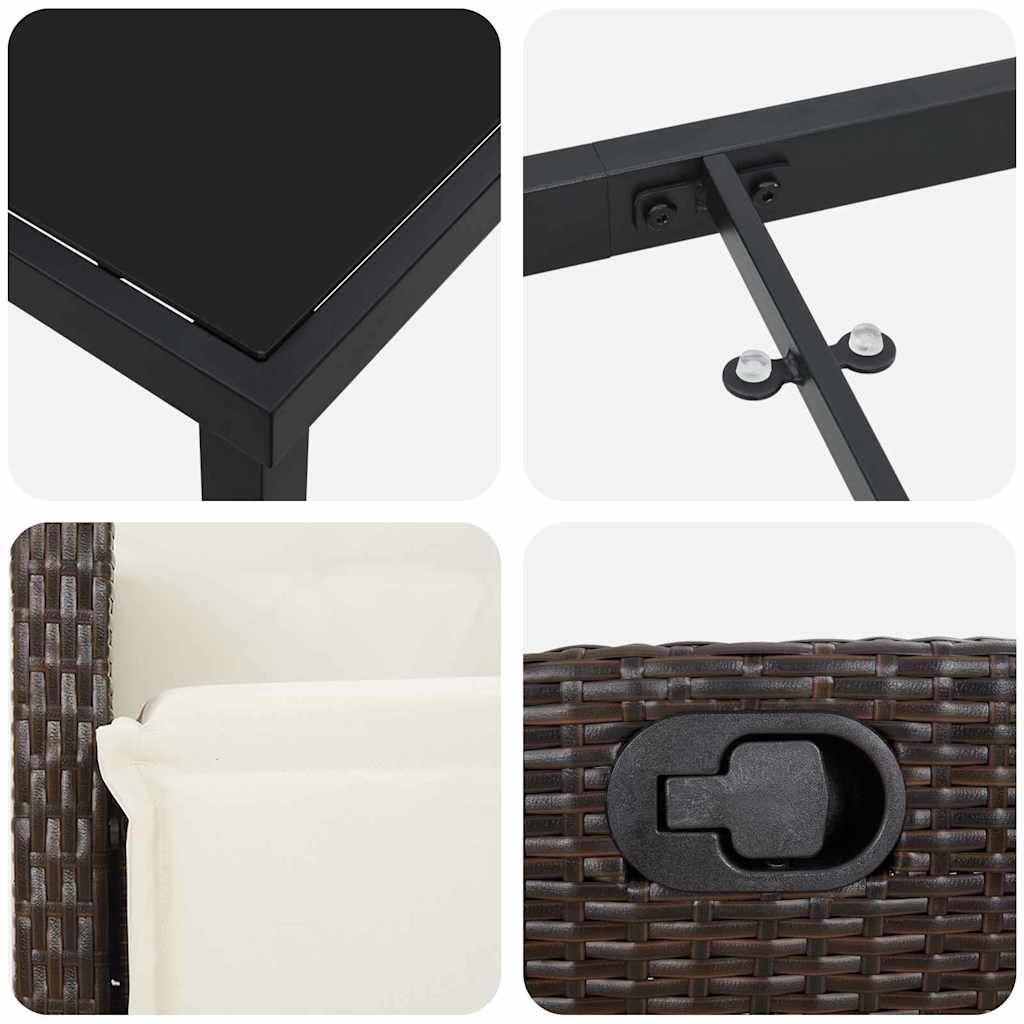 Ensemble de salle à manger pour jardin 3 pcs Marron polyrotin - XIOS