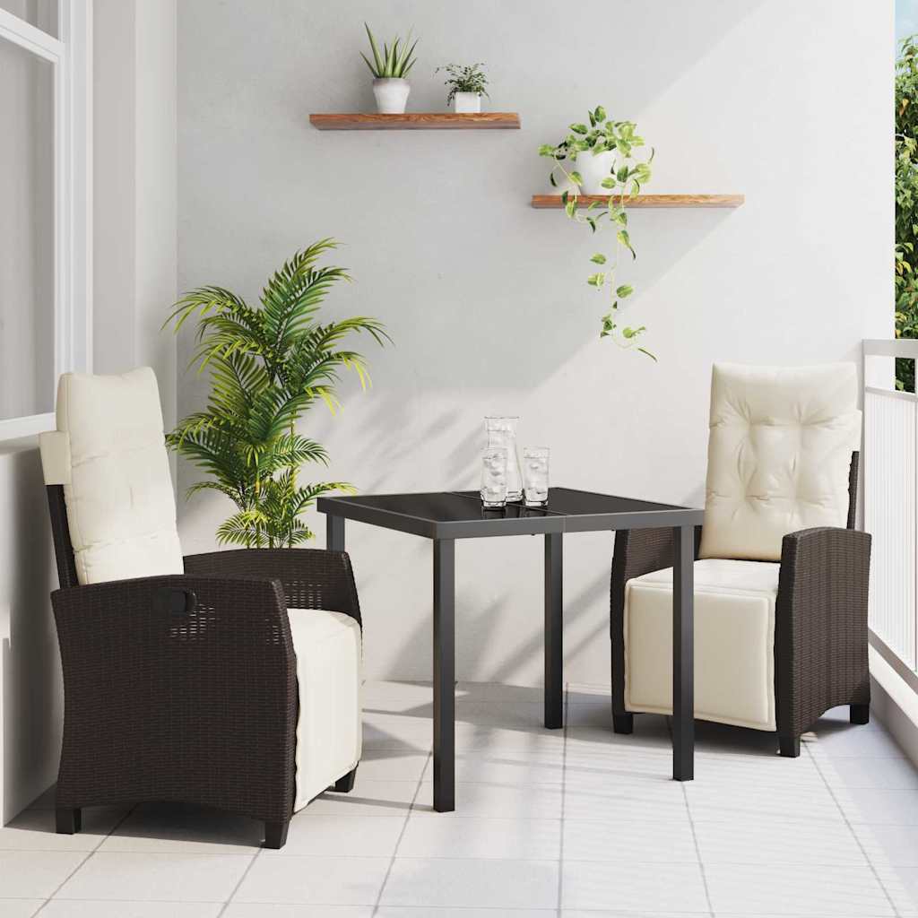 Ensemble de salle à manger pour jardin 3 pcs Marron polyrotin - XIOS
