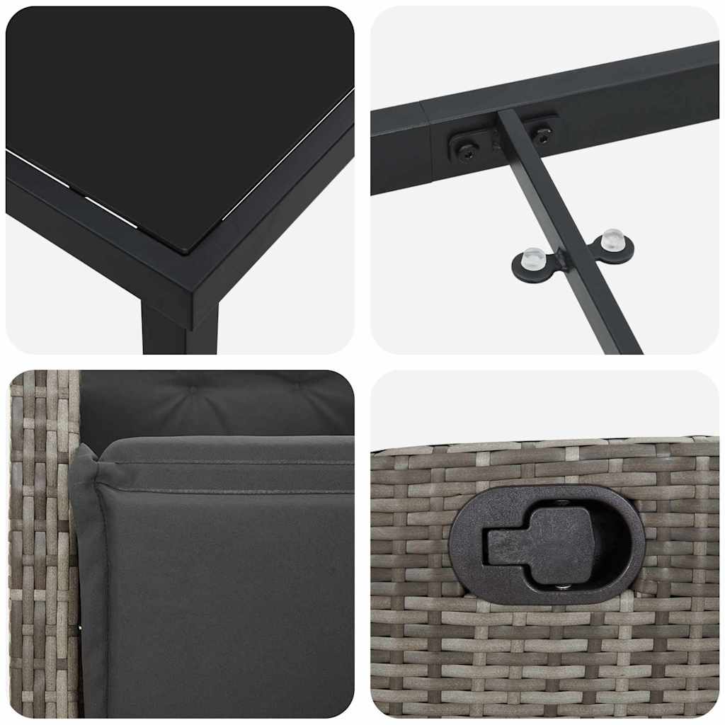 Ensemble de salle à manger pour jardin 3 pcs Gris polyrotin - XIOS