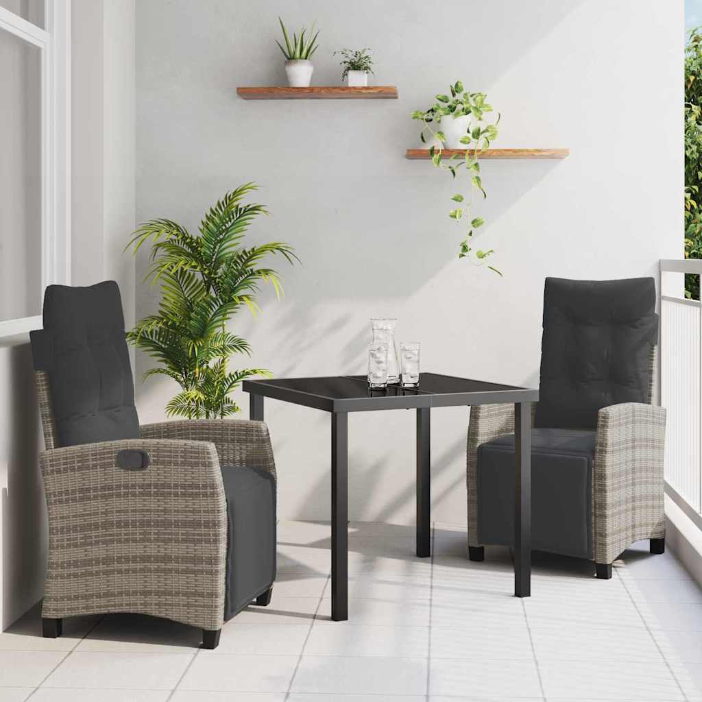 Ensemble de salle à manger pour jardin 3 pcs Gris polyrotin - XIOS