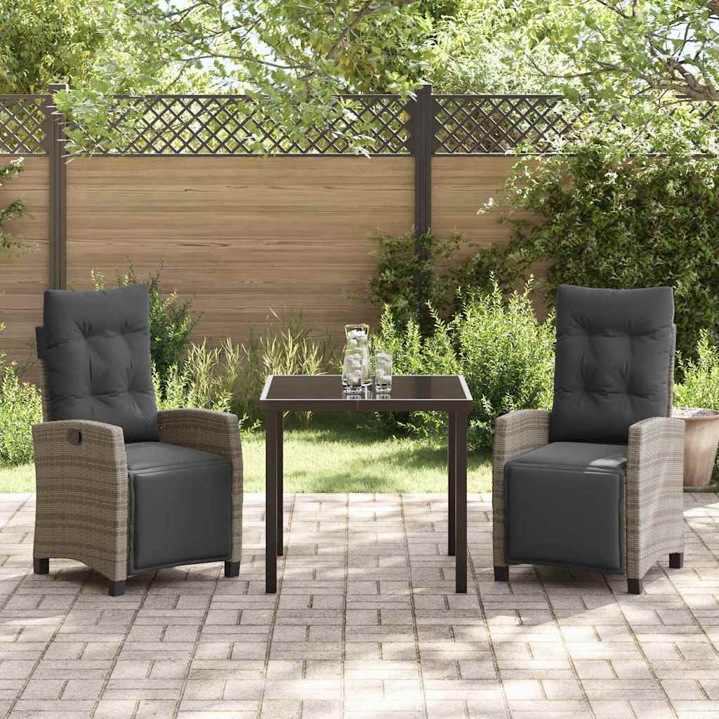 Ensemble de salle à manger pour jardin 3 pcs Gris polyrotin - XIOS