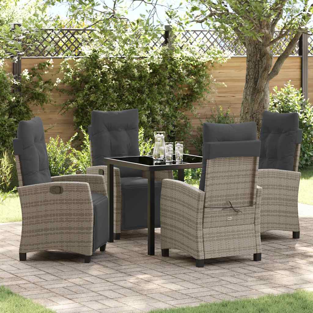 Ensemble de salle à manger pour jardin 5 pcs Gris polyrotin - XIOS