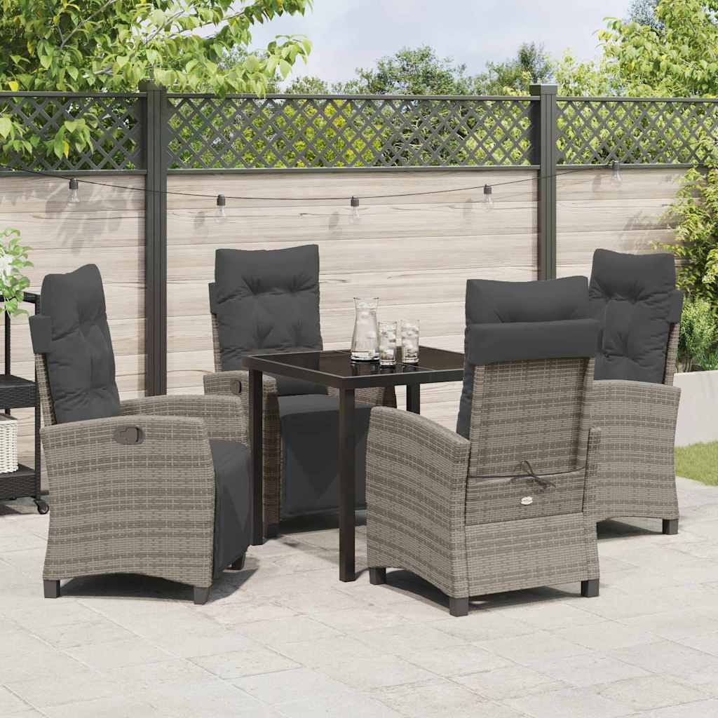 Ensemble de salle à manger pour jardin 5 pcs Gris polyrotin - XIOS
