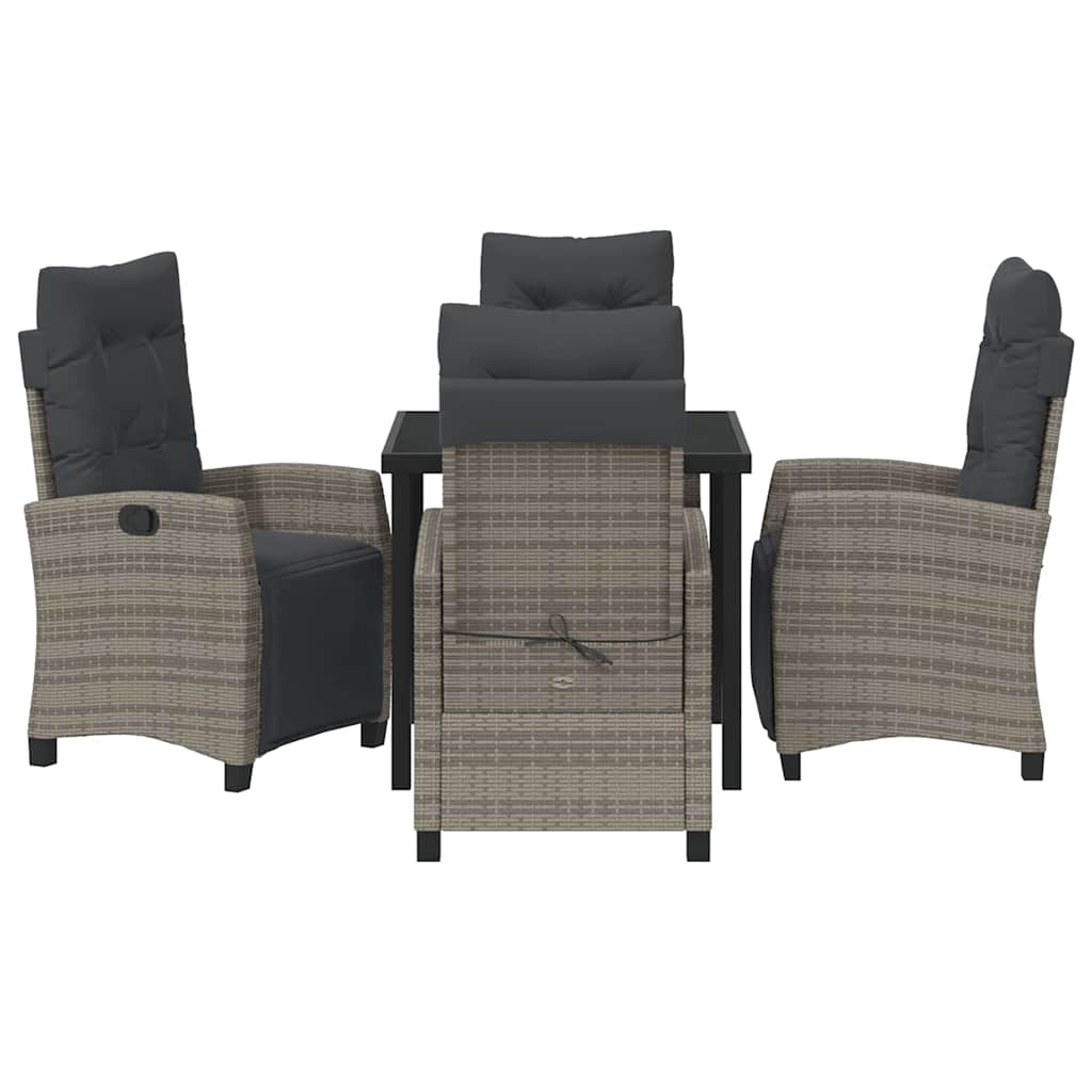 Ensemble de salle à manger pour jardin 5 pcs Gris polyrotin - XIOS