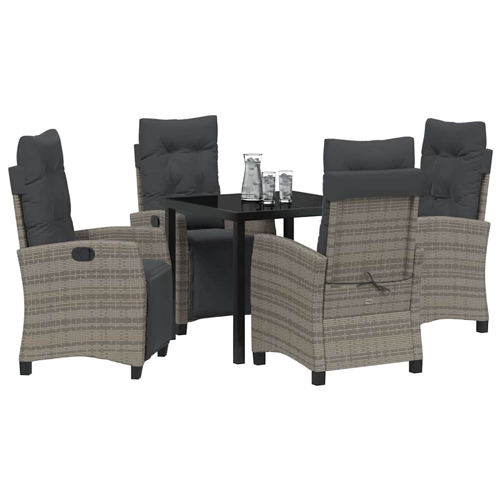 Ensemble de salle à manger pour jardin 5 pcs Gris polyrotin - XIOS