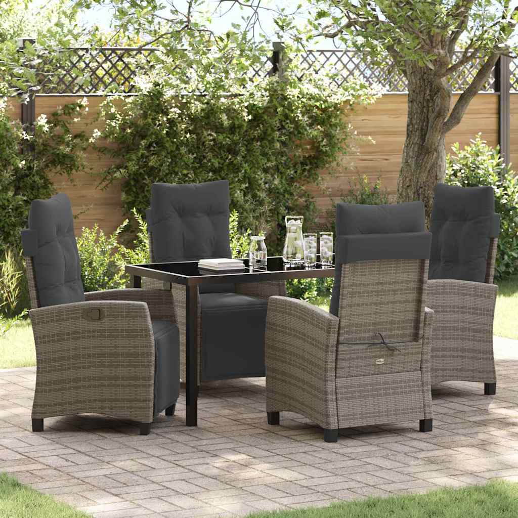 Ensemble de salle à manger pour jardin 5 pcs Gris polyrotin - XIOS