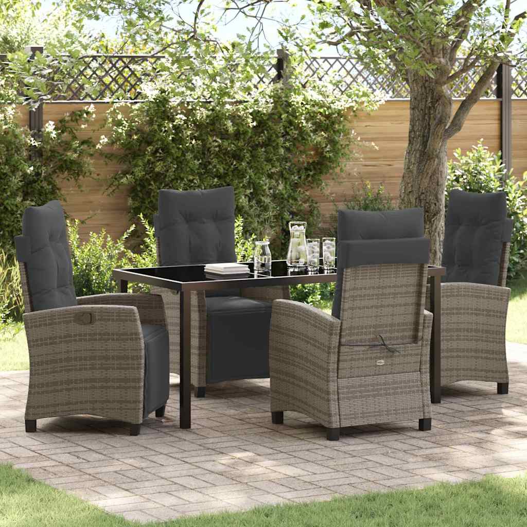 Ensemble de salle à manger pour jardin 5 pcs Gris polyrotin - XIOS