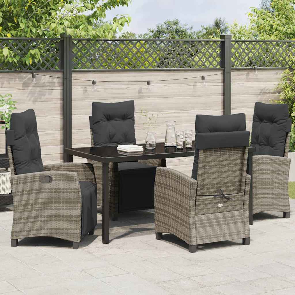 Ensemble de salle à manger pour jardin 5 pcs Gris polyrotin - XIOS