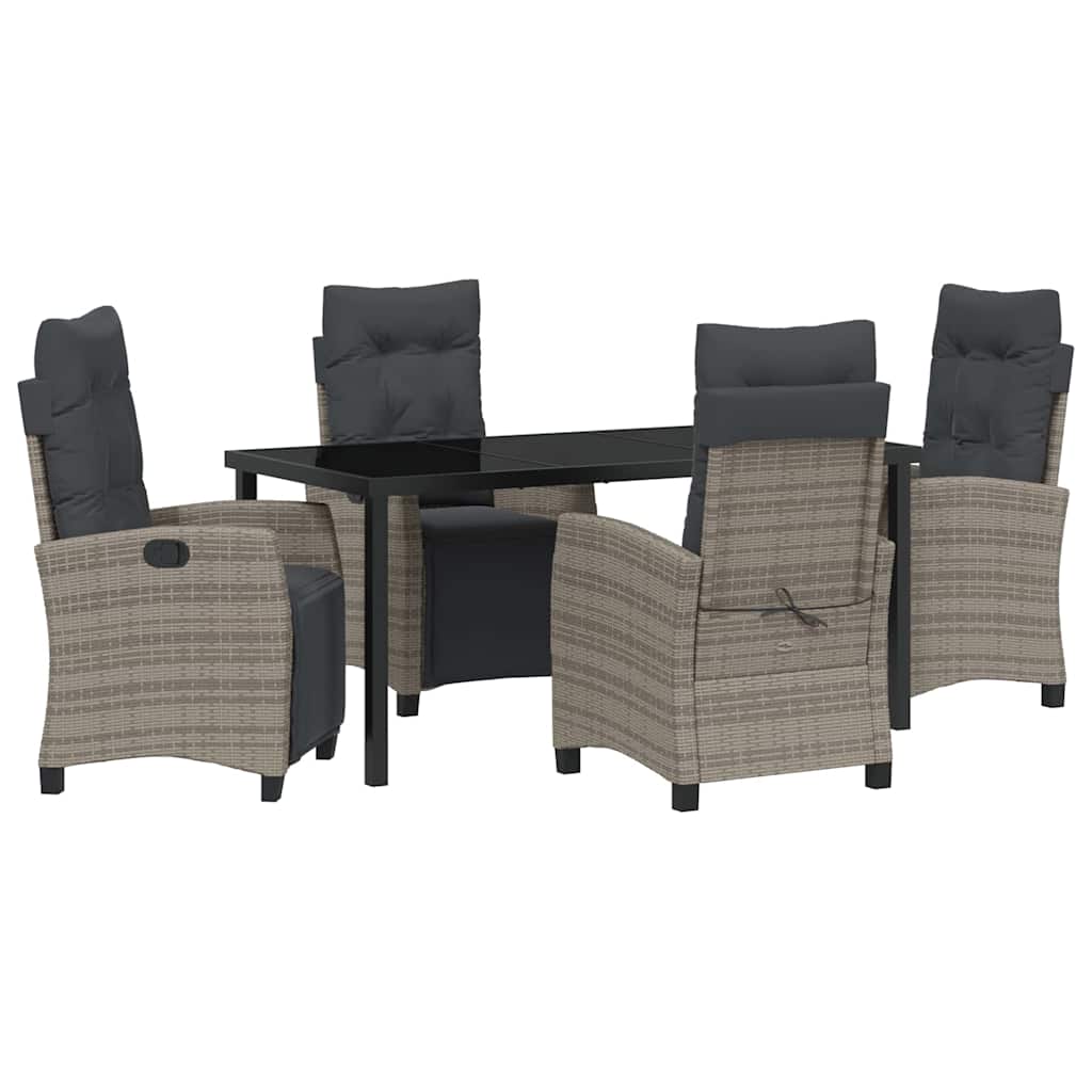 Ensemble de salle à manger pour jardin 5 pcs Gris polyrotin - XIOS