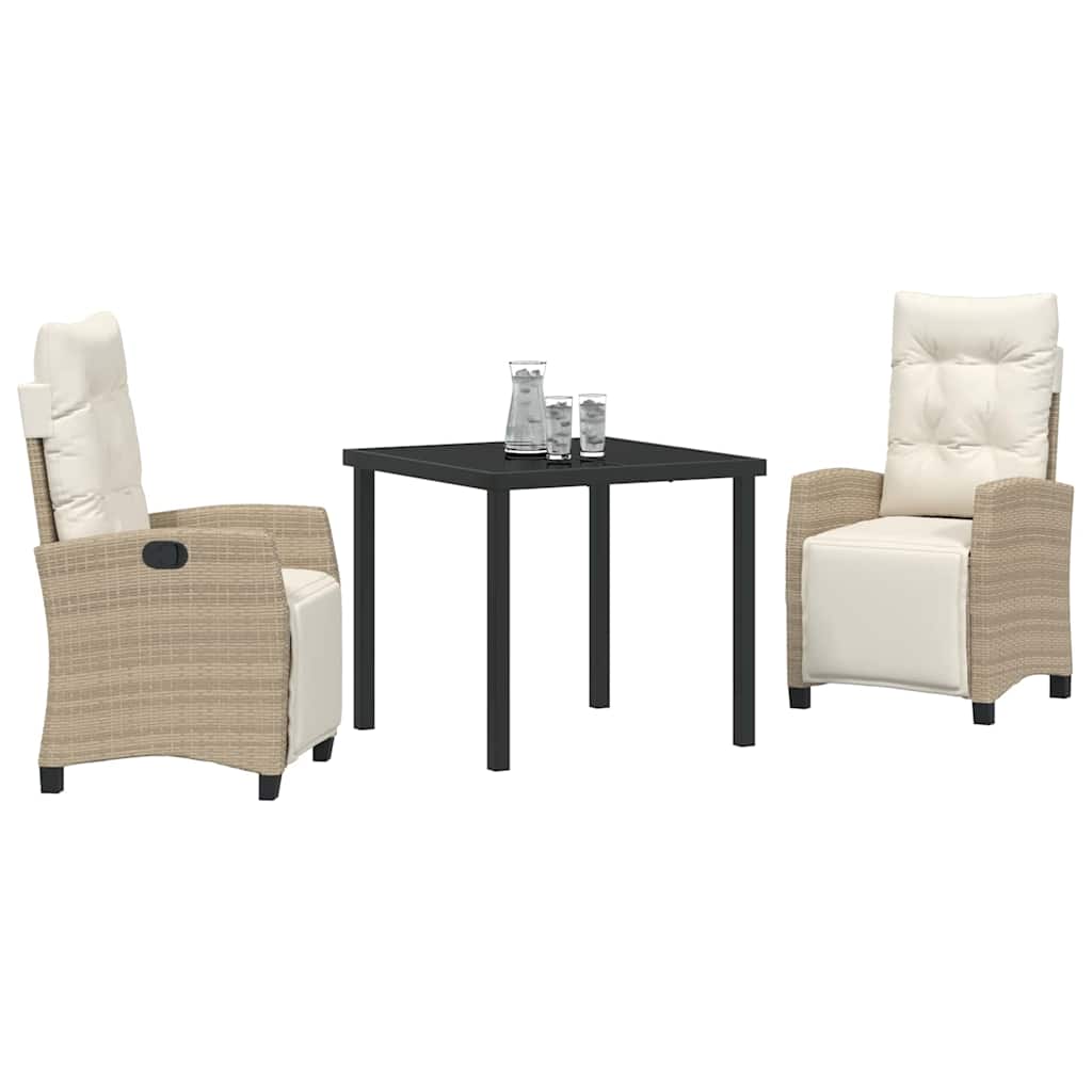 Ensemble de salle à manger pour jardin 3 pcs Beige polyrotin - XIOS