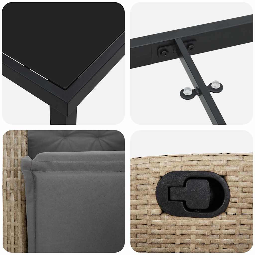 Ensemble de salle à manger pour jardin 3 pcs Beige polyrotin - XIOS