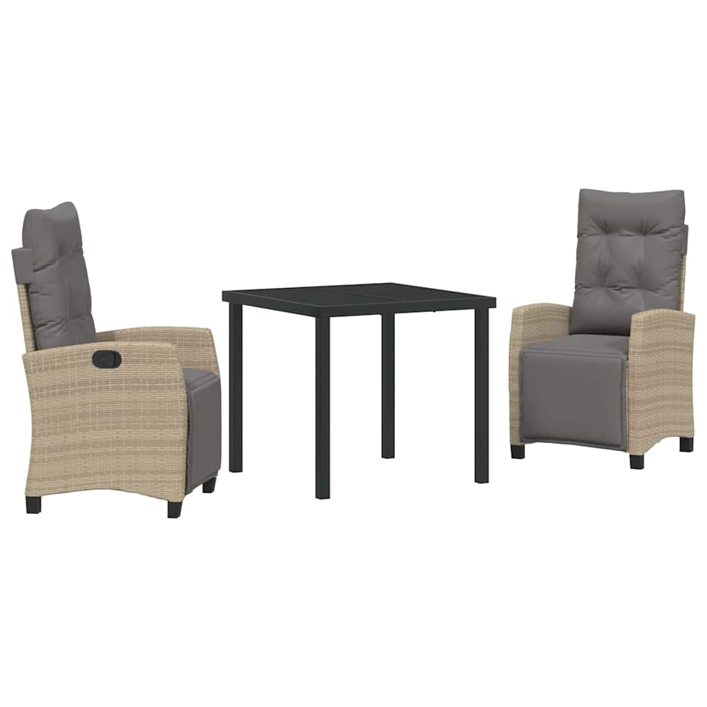Ensemble de salle à manger pour jardin 3 pcs Beige polyrotin - XIOS