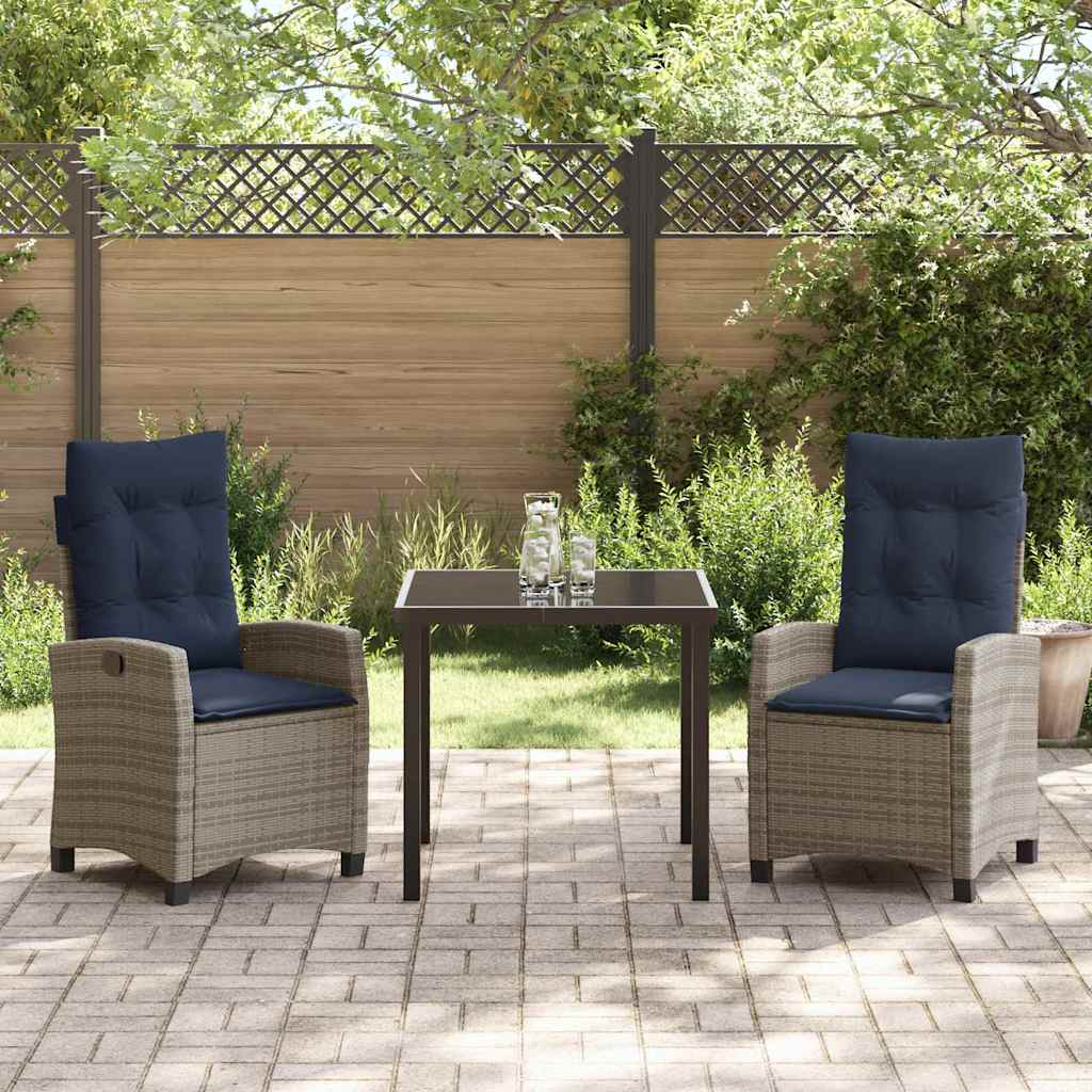 Ensemble de salle à manger pour jardin 3 pcs Gris polyrotin - XIOS