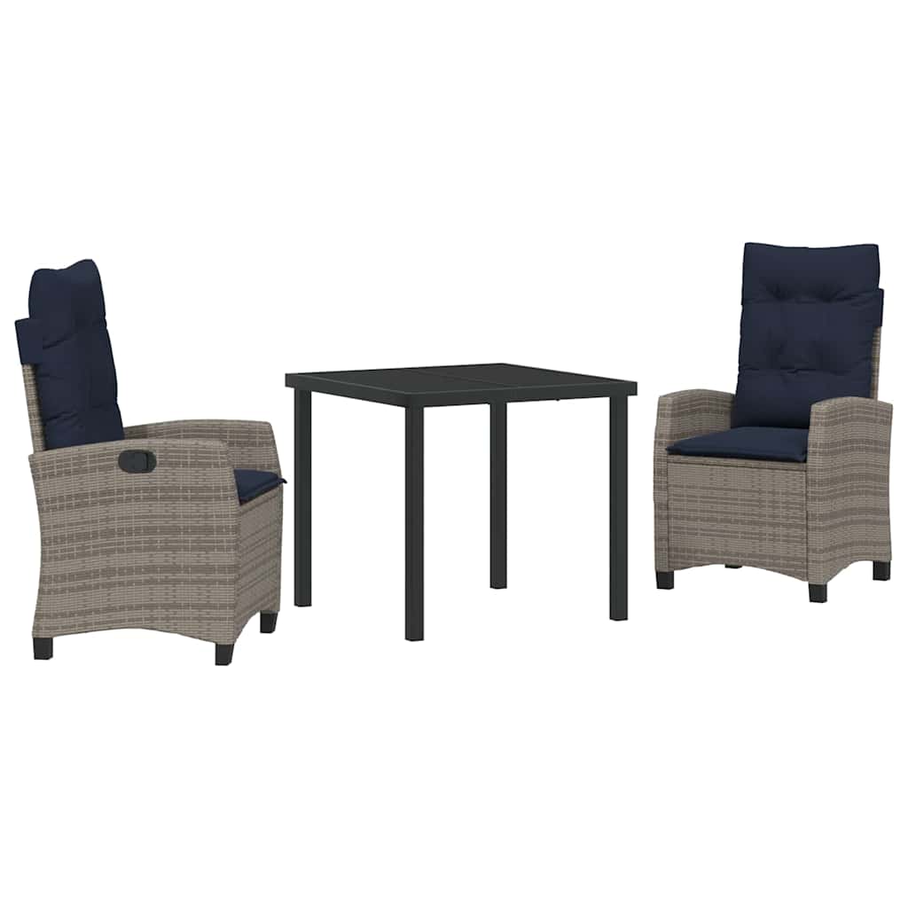 Ensemble de salle à manger pour jardin 3 pcs Gris polyrotin - XIOS
