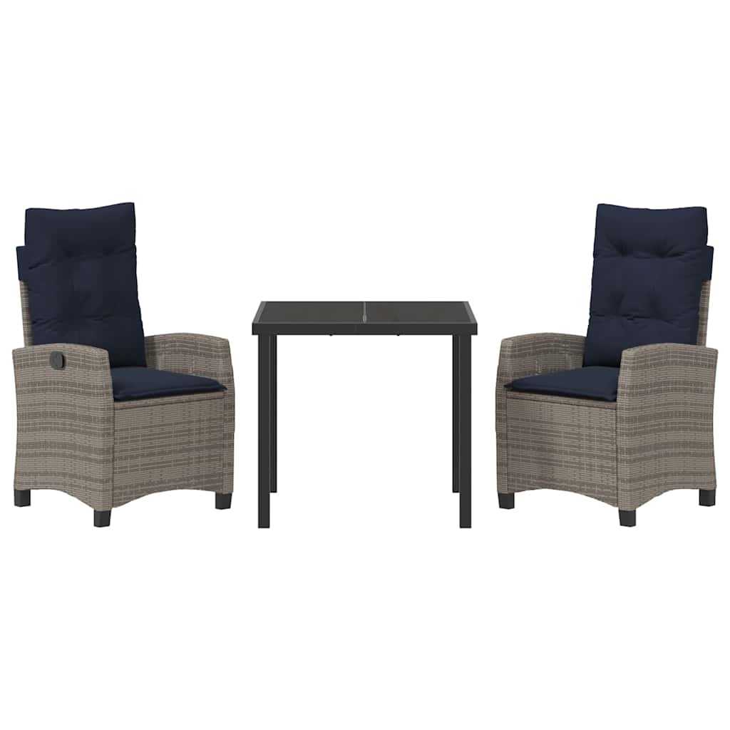Ensemble de salle à manger pour jardin 3 pcs Gris polyrotin - XIOS