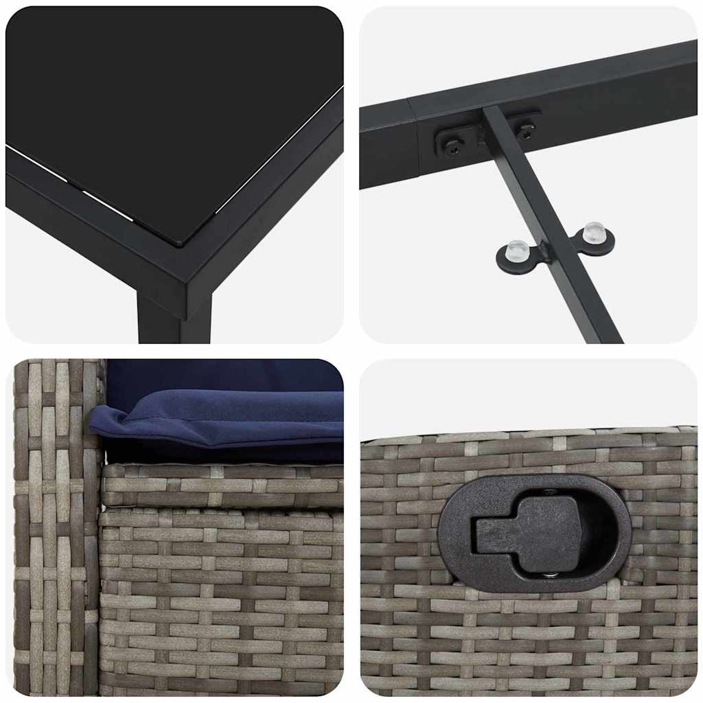 Ensemble de salle à manger pour jardin 5 pcs Gris polyrotin - XIOS