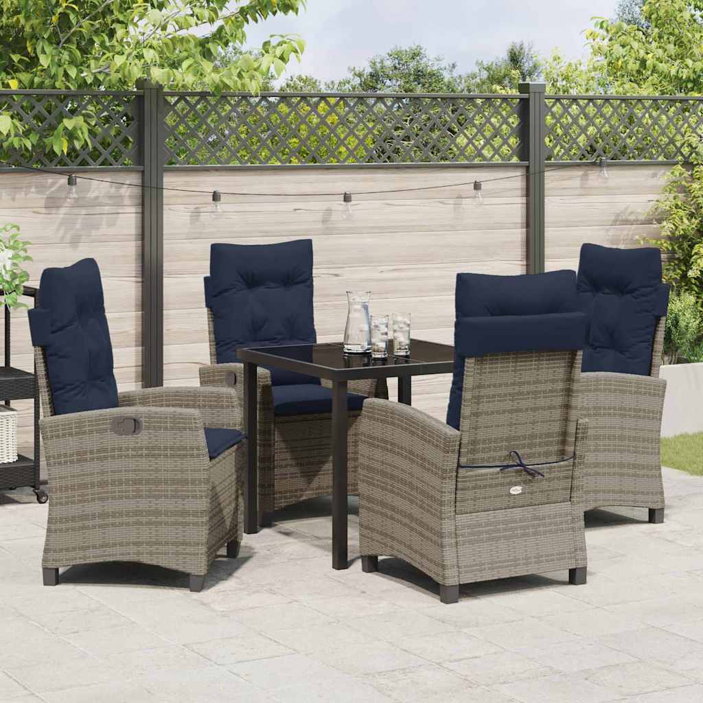 Ensemble de salle à manger pour jardin 5 pcs Gris polyrotin - XIOS