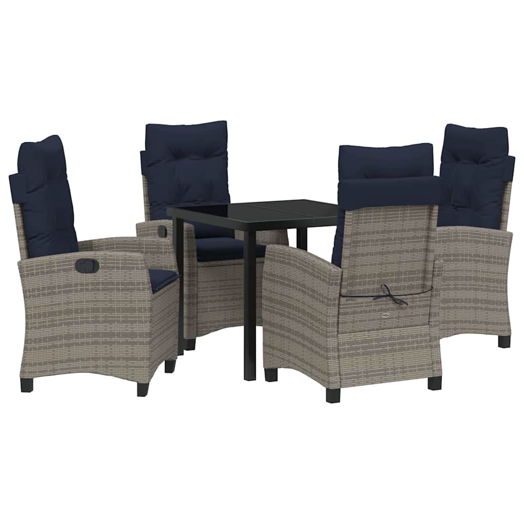 Ensemble de salle à manger pour jardin 5 pcs Gris polyrotin - XIOS