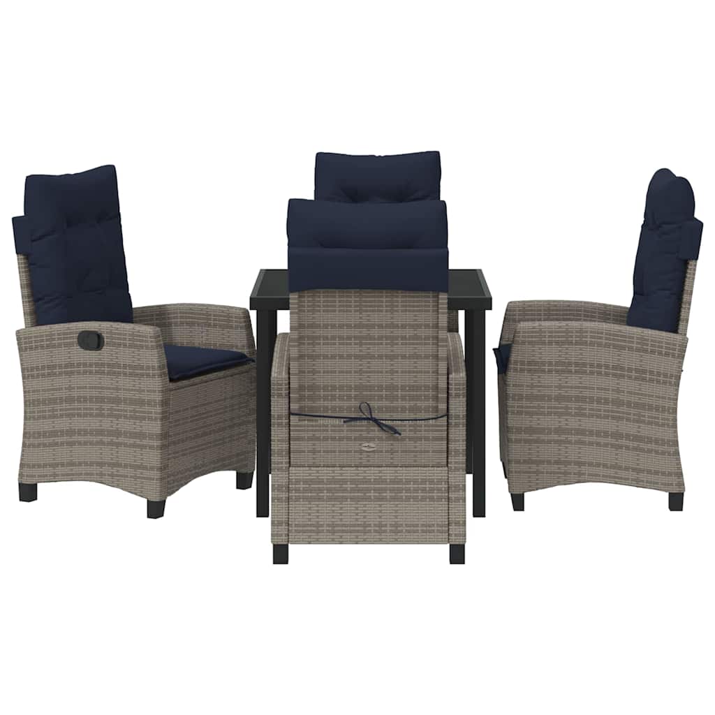 Ensemble de salle à manger pour jardin 5 pcs Gris polyrotin - XIOS