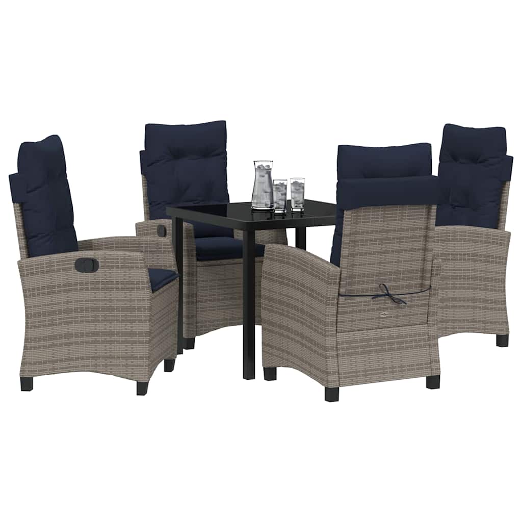 Ensemble de salle à manger pour jardin 5 pcs Gris polyrotin - XIOS
