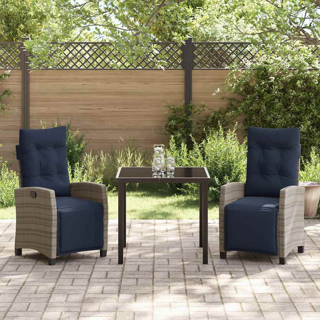 Ensemble de salle à manger pour jardin 3 pcs Gris polyrotin - XIOS