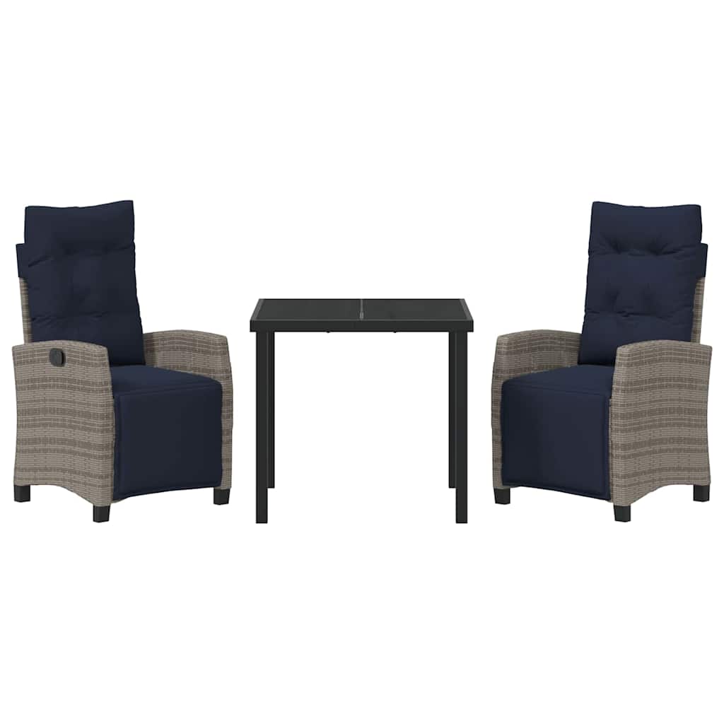 Ensemble de salle à manger pour jardin 3 pcs Gris polyrotin - XIOS