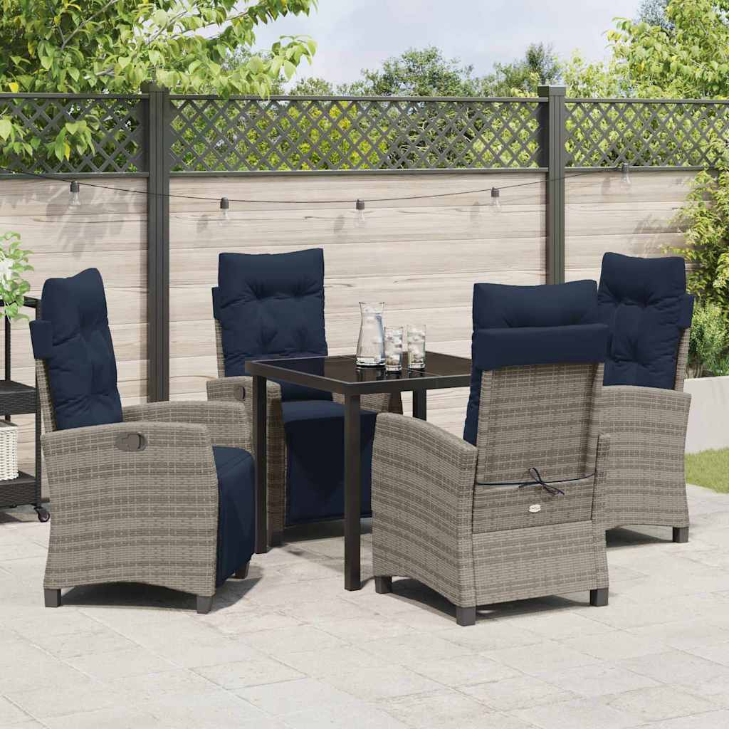 Ensemble de salle à manger pour jardin 5 pcs Gris polyrotin - XIOS