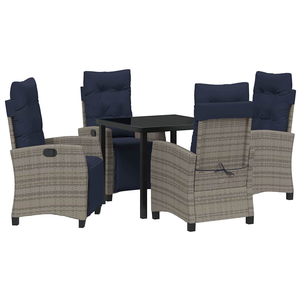 Ensemble de salle à manger pour jardin 5 pcs Gris polyrotin - XIOS