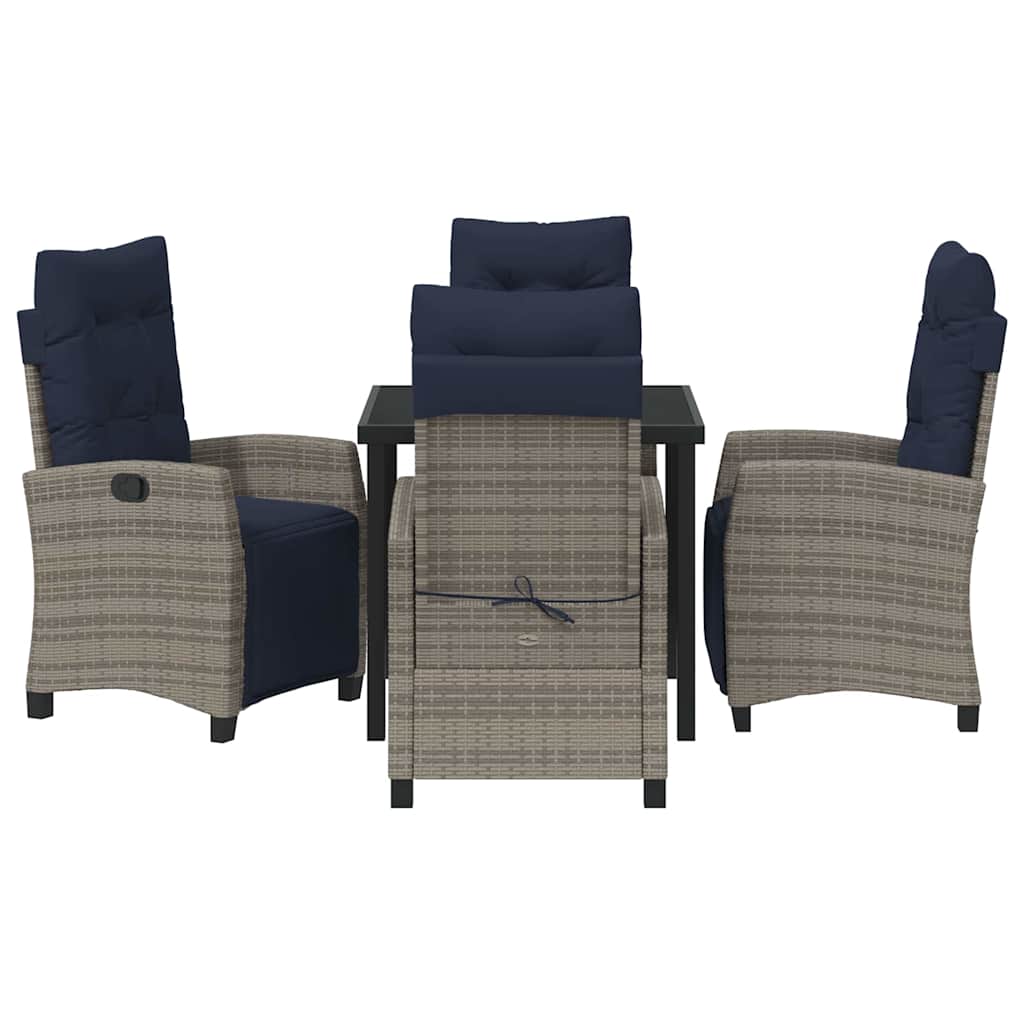 Ensemble de salle à manger pour jardin 5 pcs Gris polyrotin - XIOS