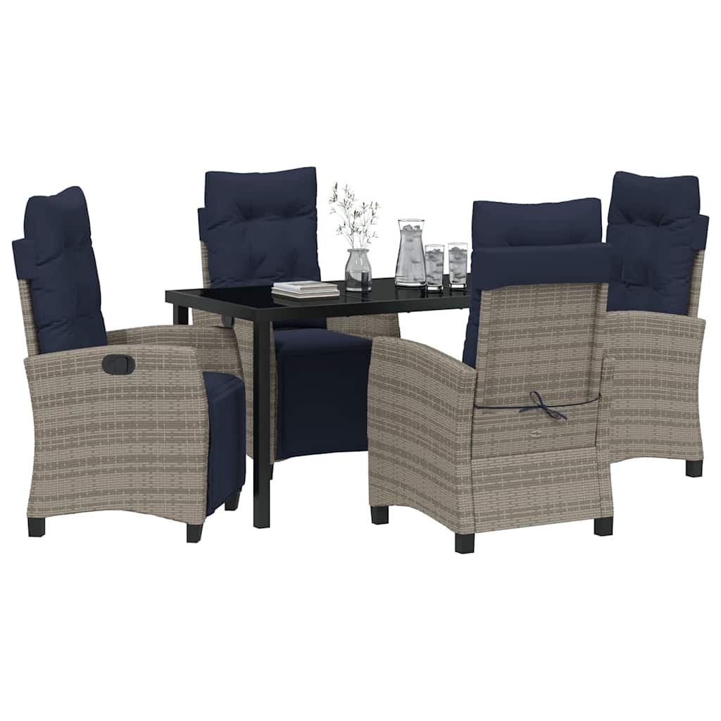 Ensemble de salle à manger pour jardin 5 pcs Gris polyrotin - XIOS